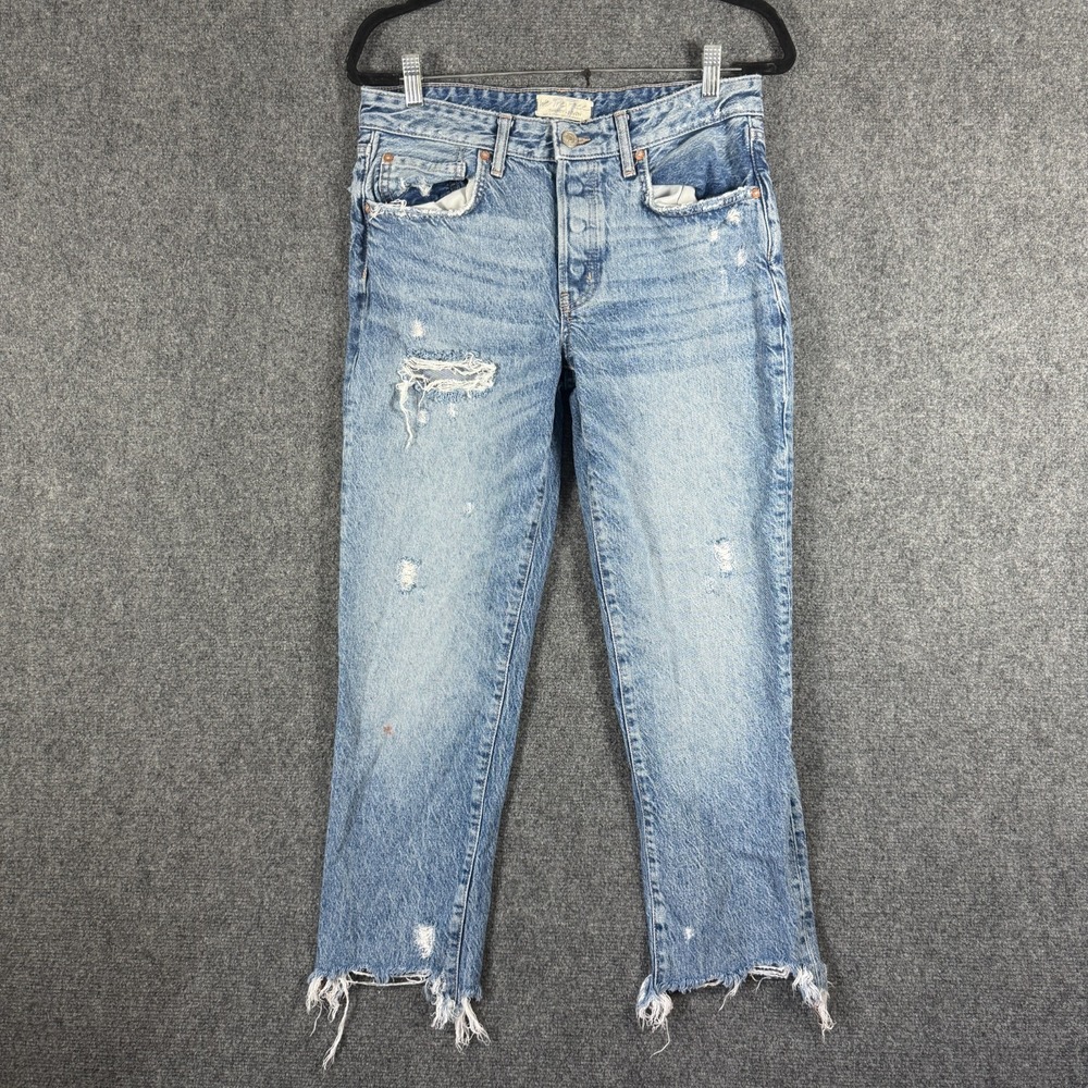 We The Free Good Times Relaxed Jeans Distressed Frayed Hem Button Fly Size 27